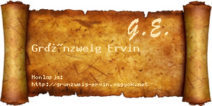 Grünzweig Ervin névjegykártya